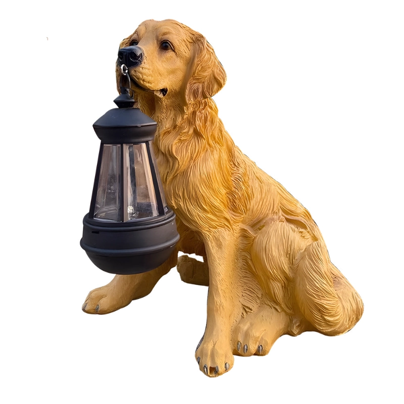 Golden retriever resin solar dog lantern option