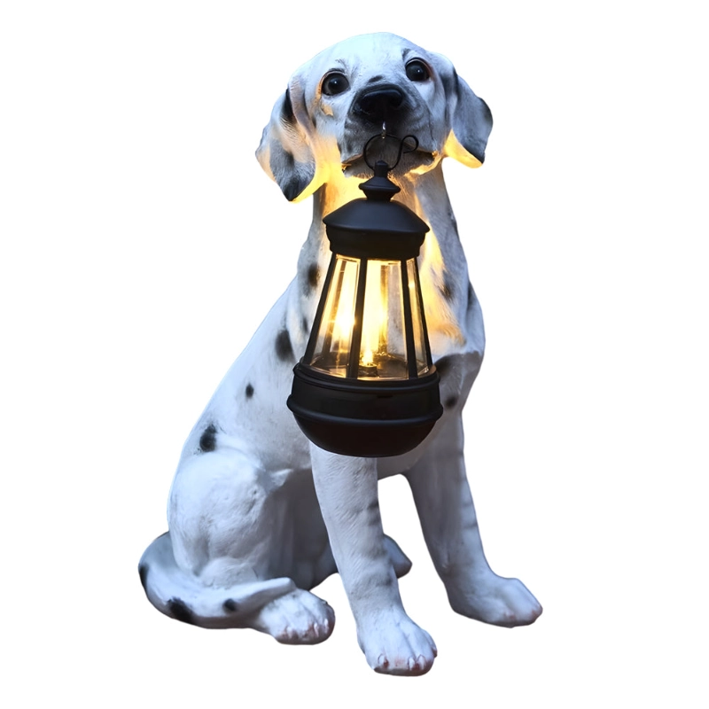 Dalmatian resin dog solar lantern outdoor light