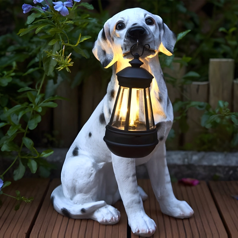 Outdoor resin dog garden lantern decorative light