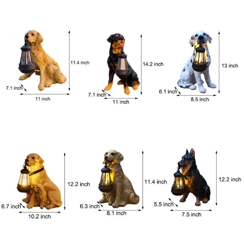 Fiberglass resin dog with detachable solar lantern