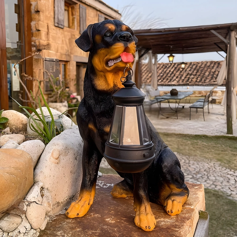 Solar dog lantern landscape decor product view
