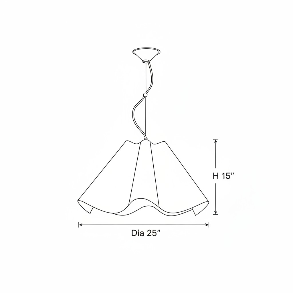 Dimension diagram for Ellara scalloped linen pendant light