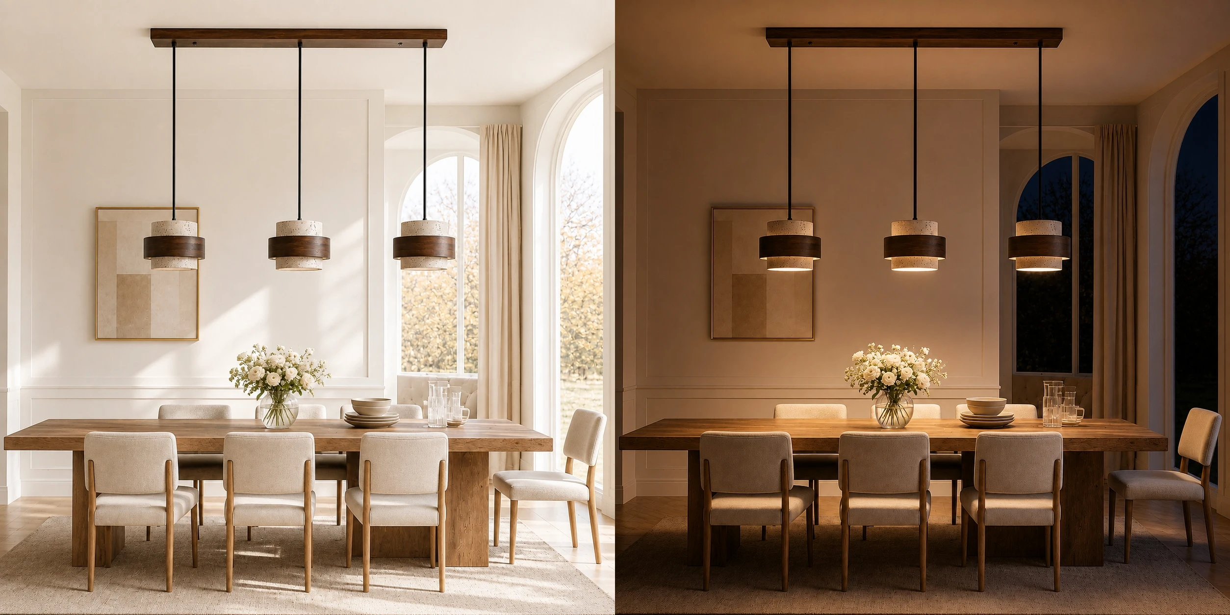 Dining room lighting scene