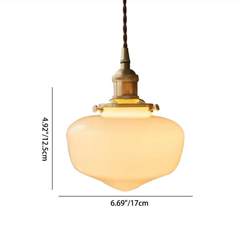Schemat wymiarowy lampy wiszącej ze szkła Nordic w stylu vintage latarnia z mosiądzu