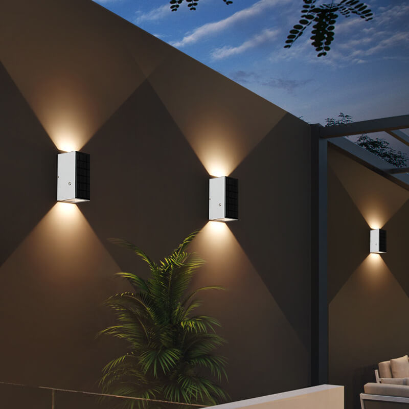 Modern Solar Black Rectangular Die-Cast Aluminum Solar LED Outdoor Wall ...