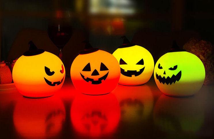 Luce Notturna Bambini, Lampada Notturna Zucca, Lampada Notturna con Timer, Regolazione Luminosità Tattile, 3 Livelli di Luminosità, Ricaricabile