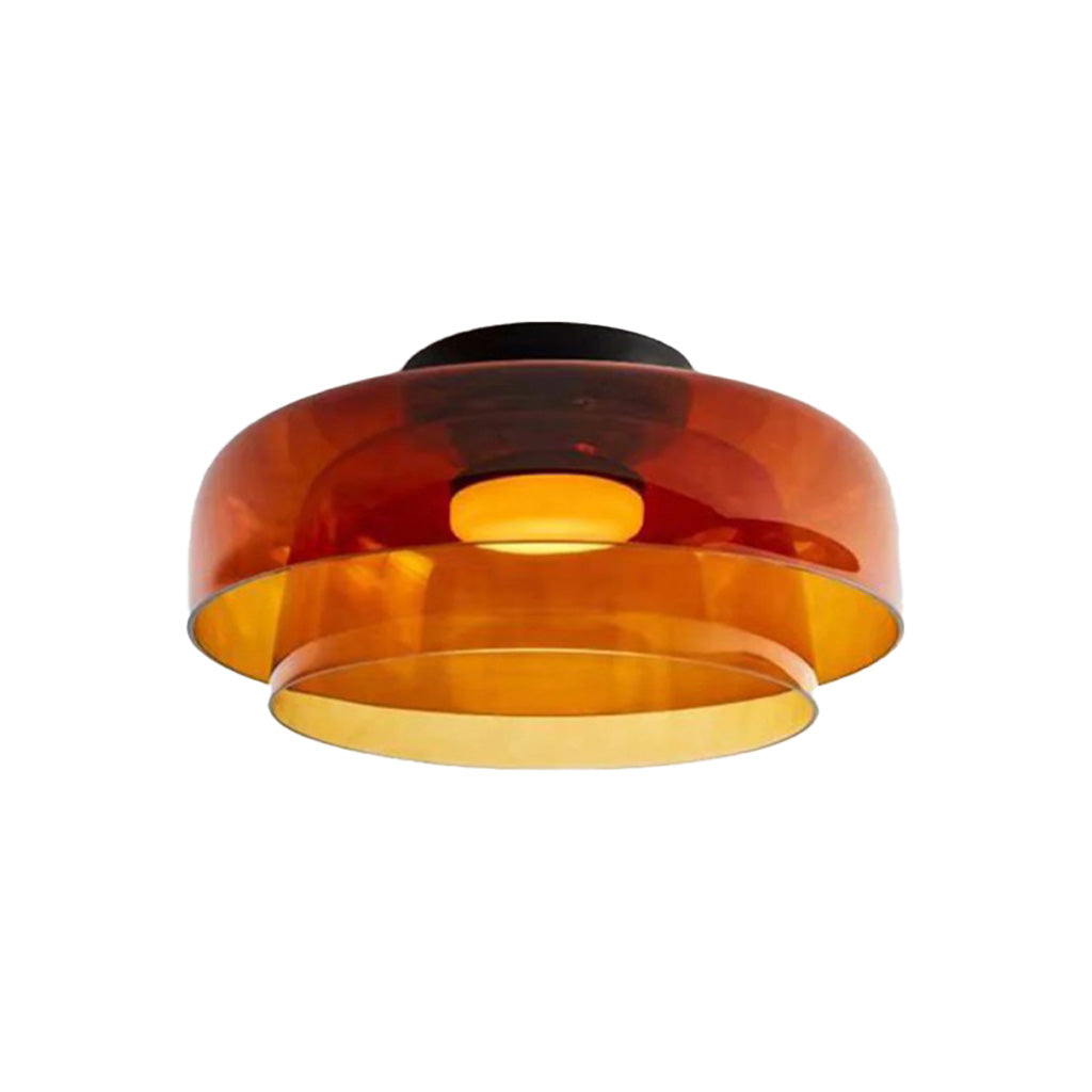 Lámpara de techo de cristal con disco de dos capas, color ámbar sku.jpg__PID:620b7959-4f19-4c23-a335-28389a1f5e7f