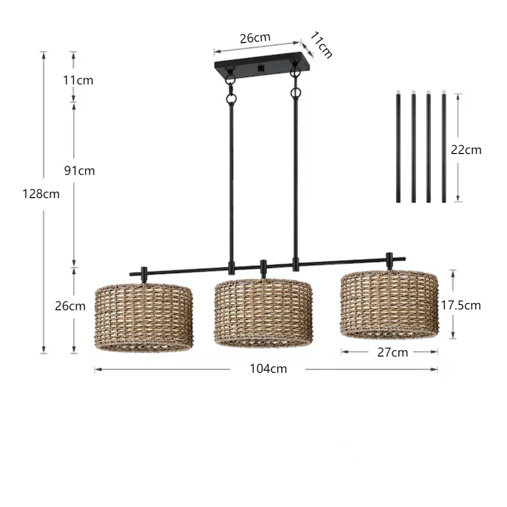 Lámpara colgante de estilo rústico Sienna de 3 luces de ratán tejido tamaño.webp__PID:ba911747-cac2-4dda-bd65-20b602a45ee9