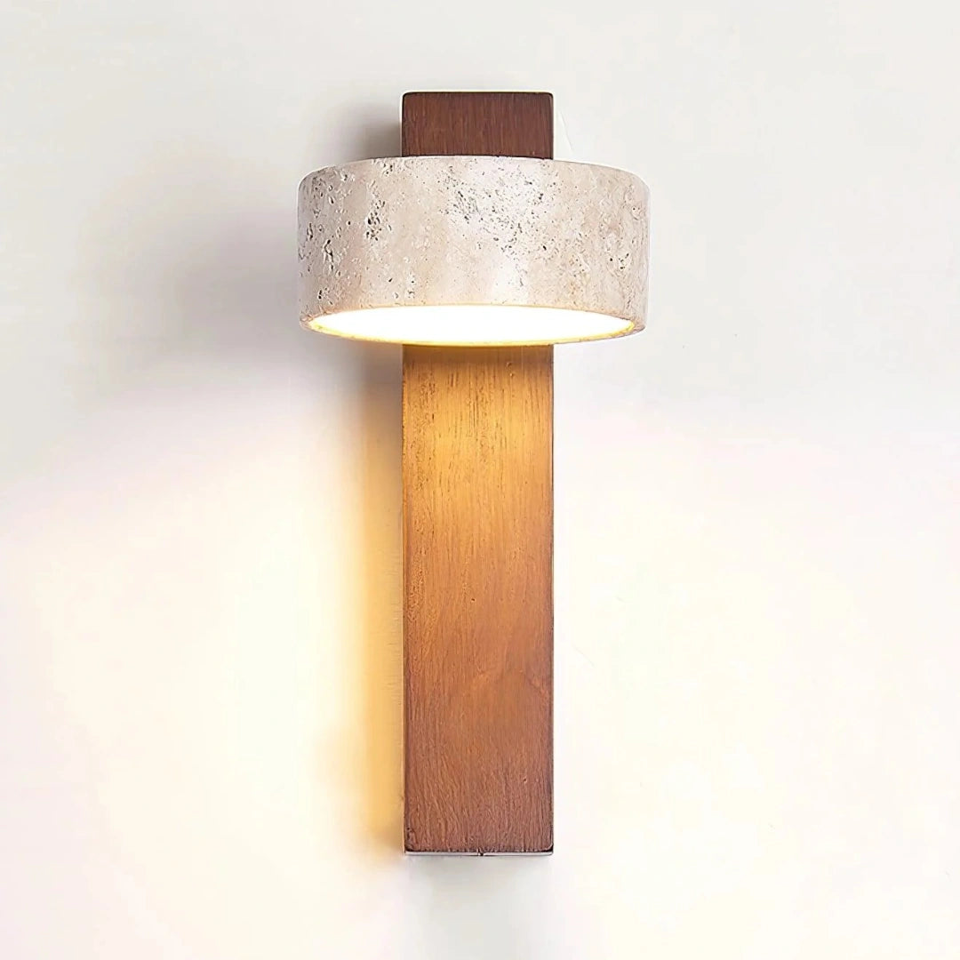 Elida wall sconce in walnut and beige