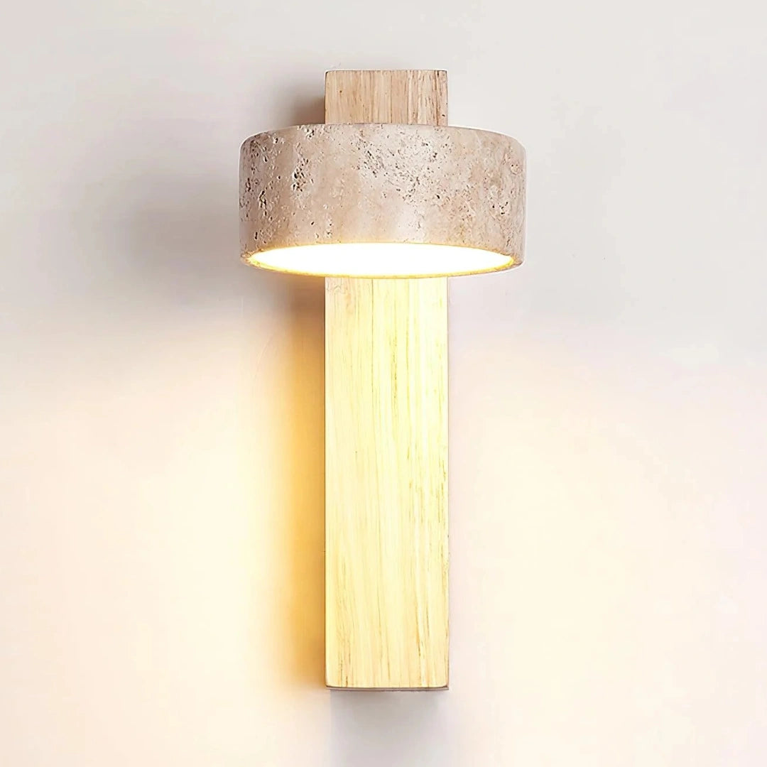 Elida wall sconce in wood and beige