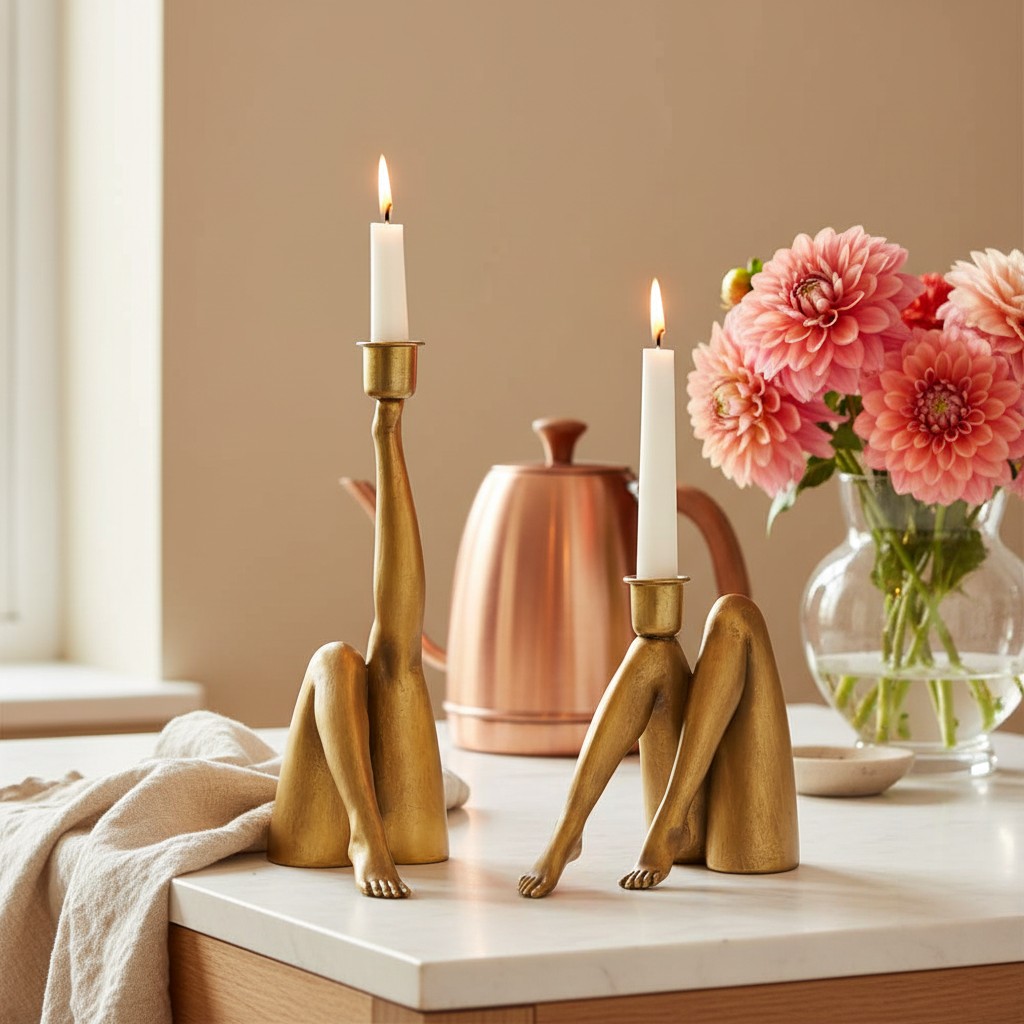 Pella Modern Art Sculpture Resin Legs Candle Holder