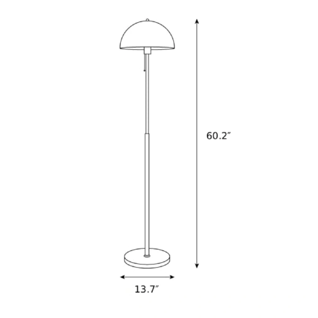 Rustina floor lamp dimension diagram showing 60.2 inch height and 13.7 inch diameter