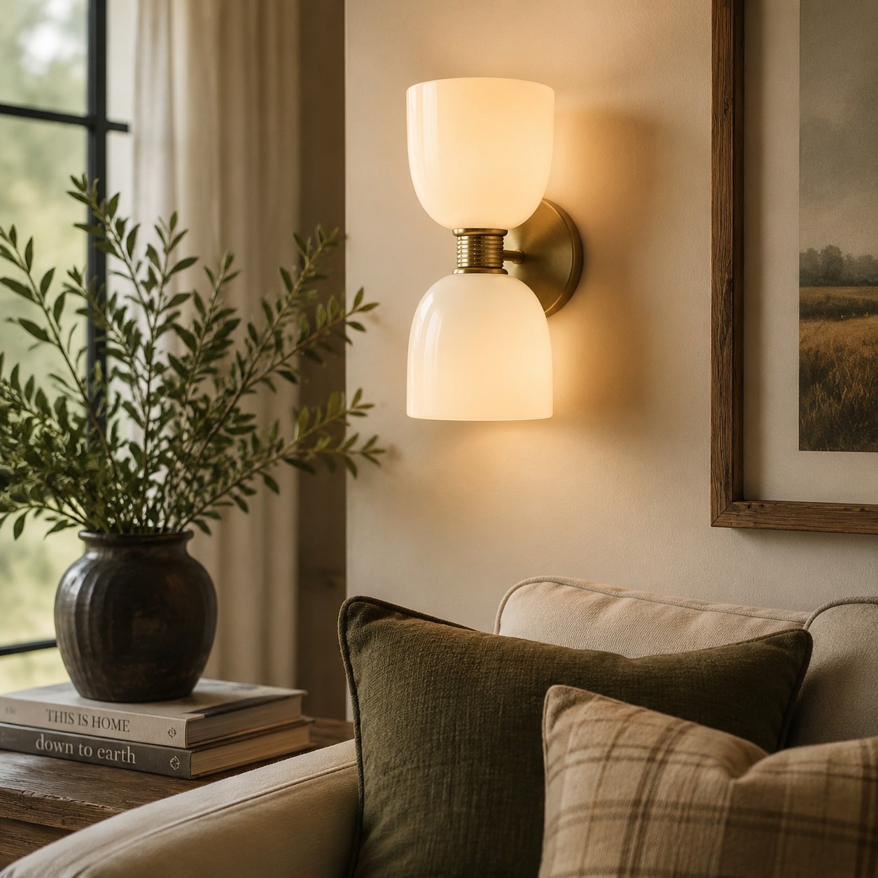 Ellen sconce shade and brass body detail