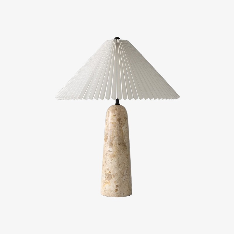 Kindle table light with pleated linen cone shade and marble base