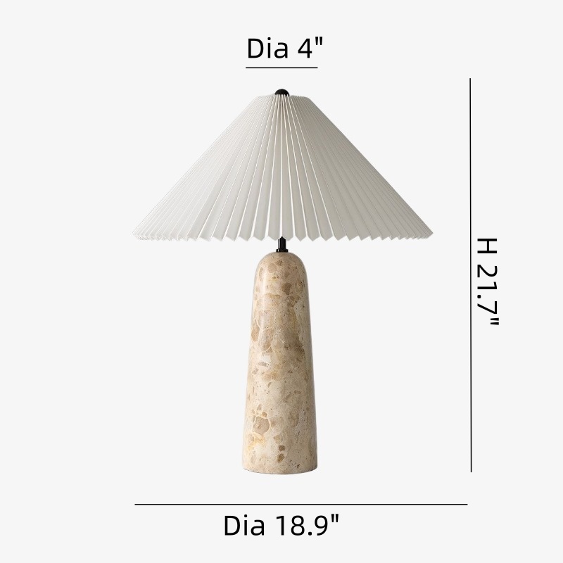 Dimension and scale view of Kindle Modern Stone Fabric Cone Table Light