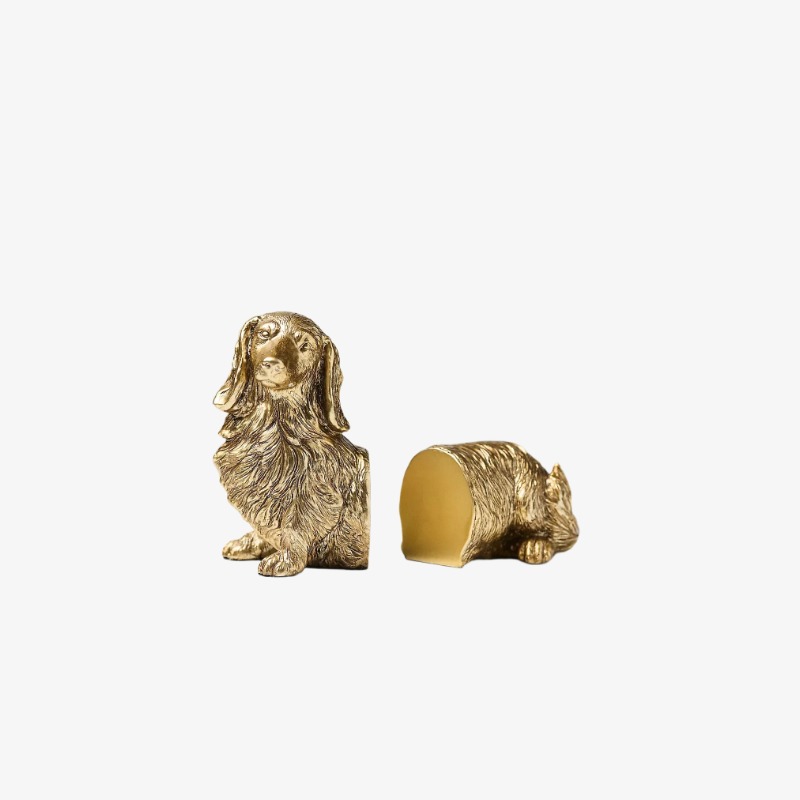 Gold dachshund bookend product view