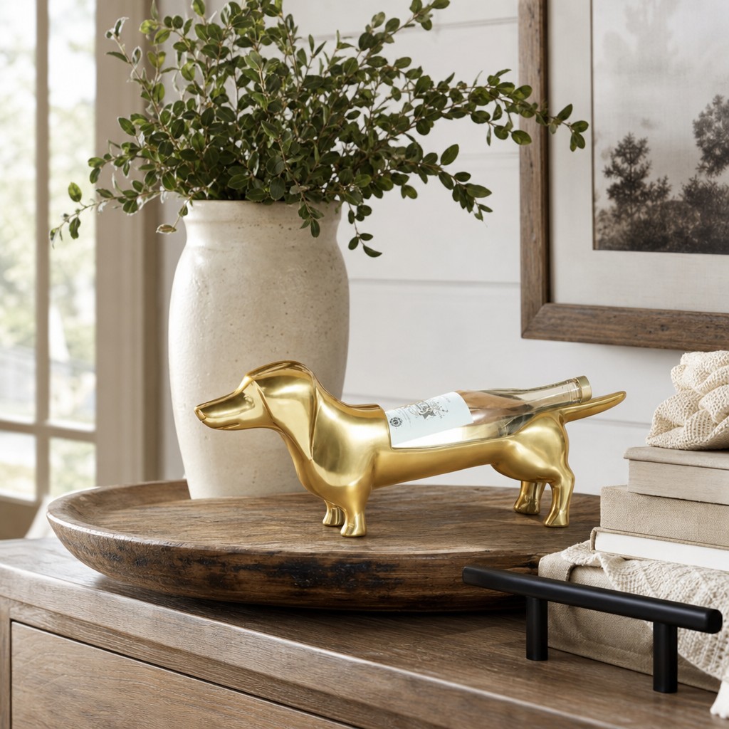 Oliver dachshund wine holder profile view