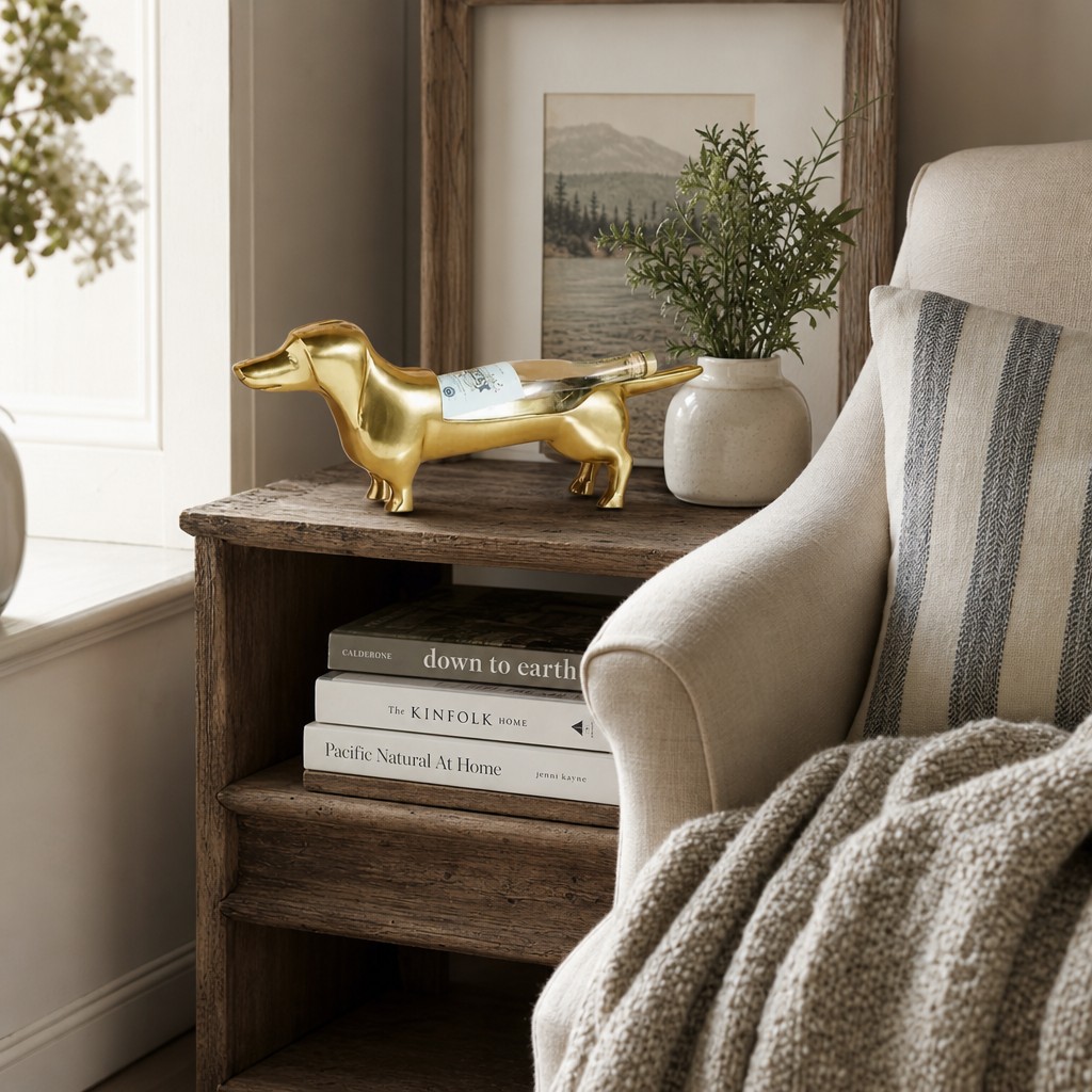 Dachshund wine holder decorative angle