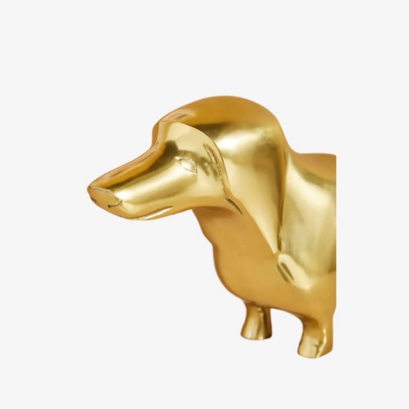 Gold dachshund wine bottle holder detail