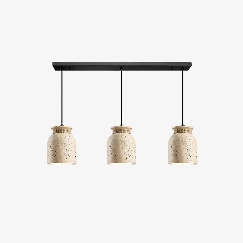 Lampada a sospensione in travertino Shermaine modello B a 3 teste