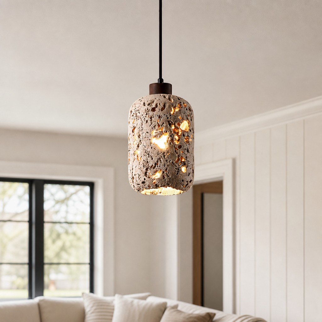 Karan pendant light shown as a minimalist hanging fixture