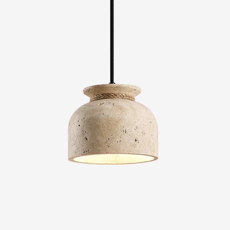 Lampada a sospensione in travertino Shermaine beige modello A
