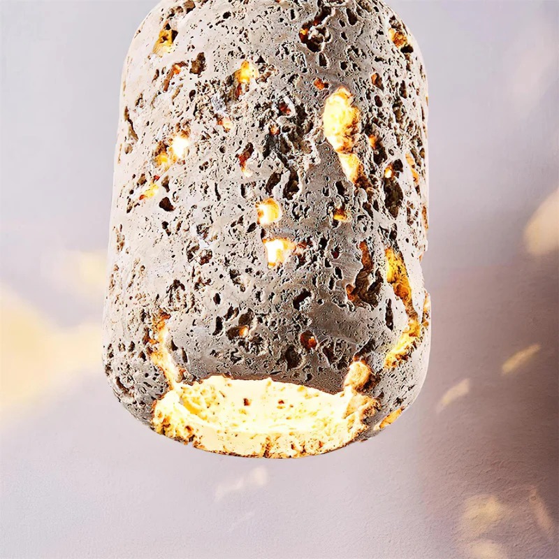 Karan travertine pendant light close-up