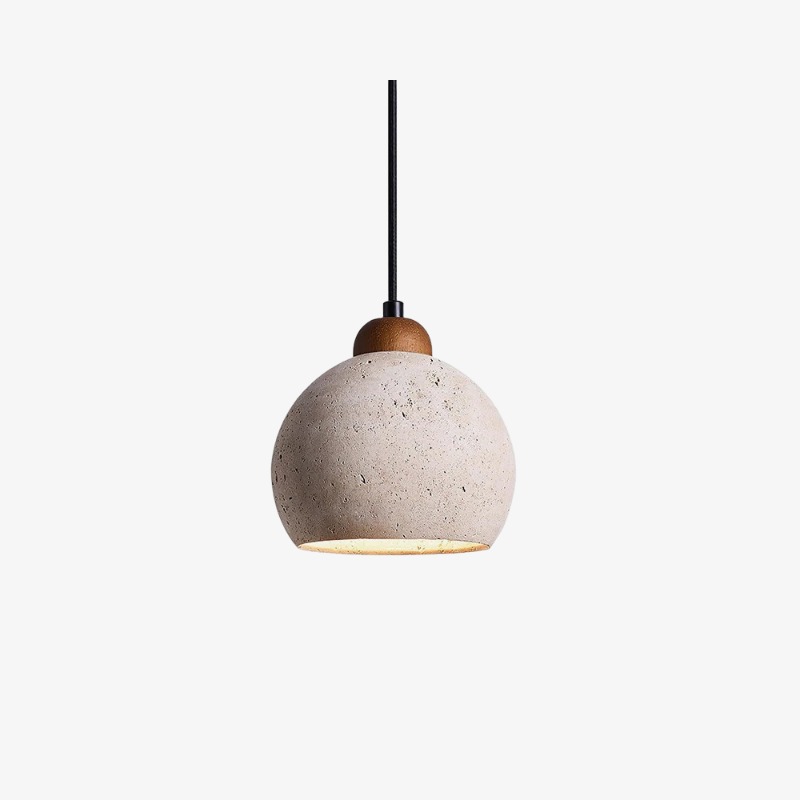 Single Sharon travertine sphere pendant light