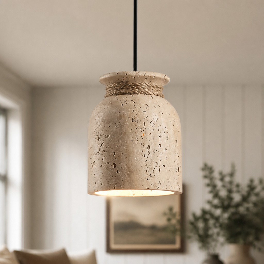 Lampada a sospensione Shermaine mostrata come accento nella stanza