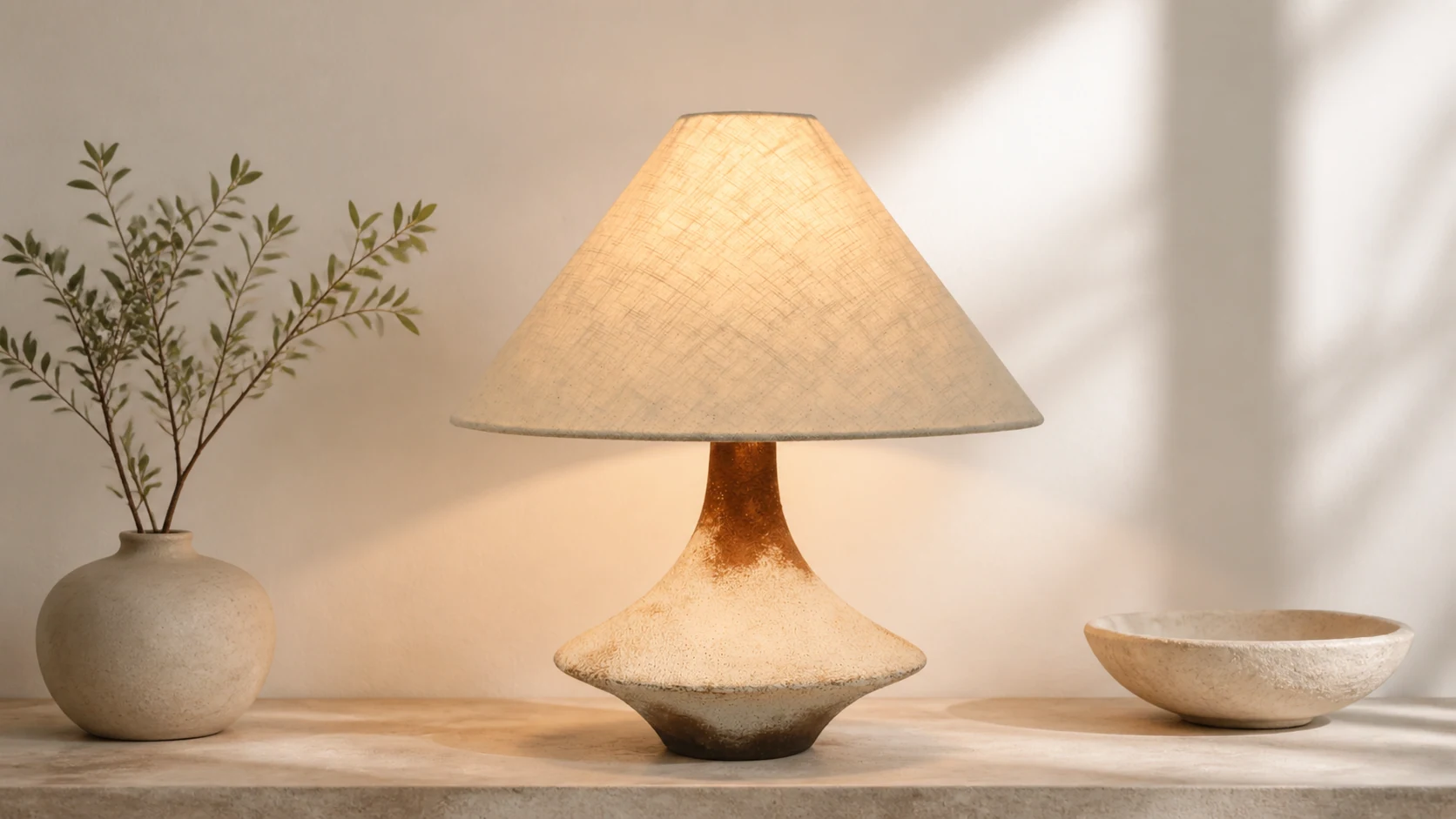 Napa Modern Valley Ceramic Table Lamp in a warm room setting