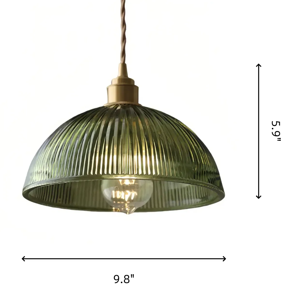 Dimension diagram for ribbed dome Avard pendant