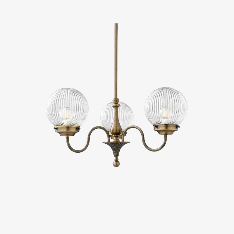 Full Vanessa chandelier with three ribbed glass globes