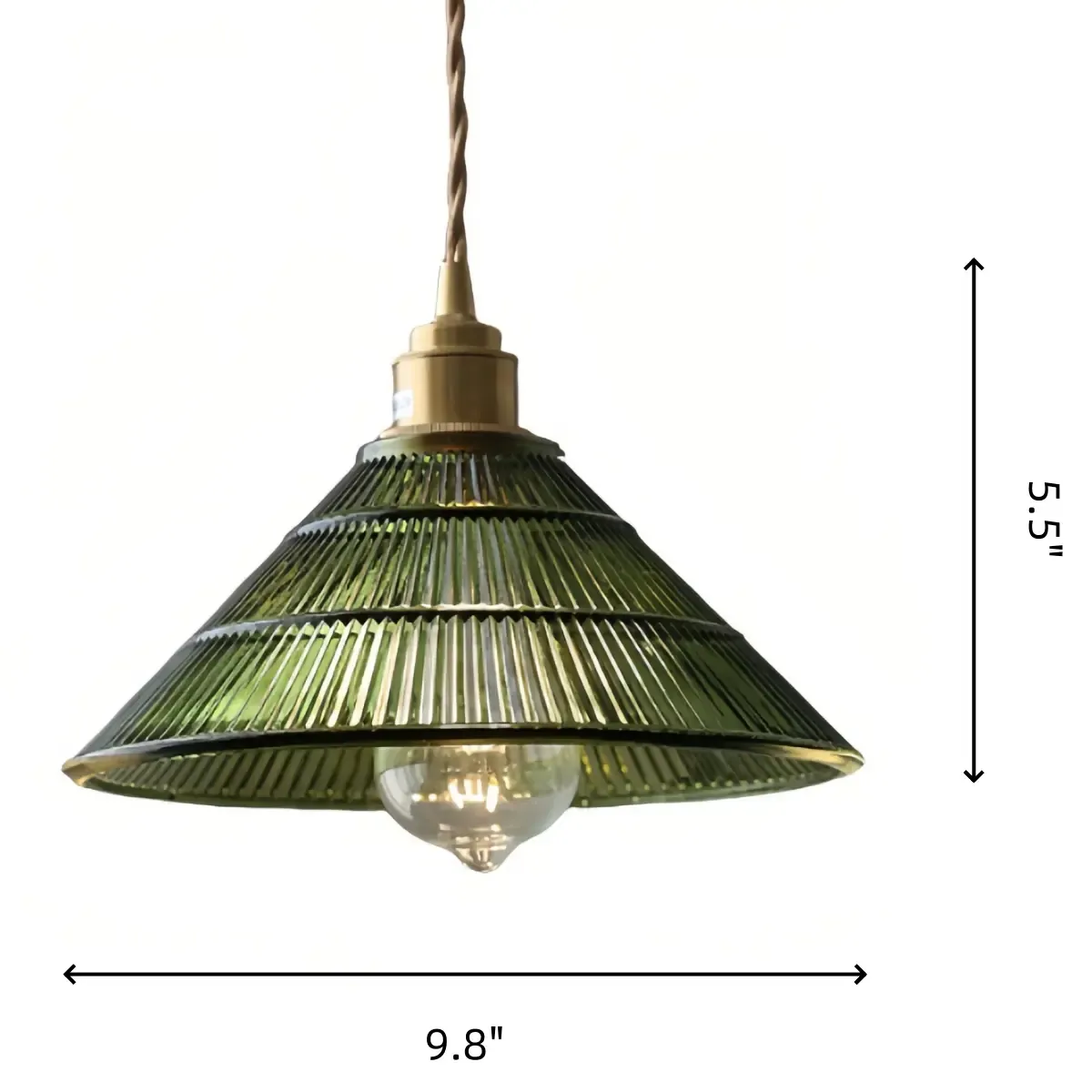 Dimension diagram for tiered green Avard pendant