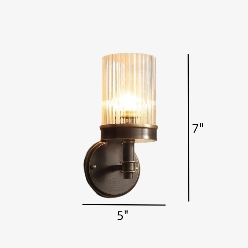 Dimension diagram for Hebb wall sconce showing 5 inch width and 7 inch height