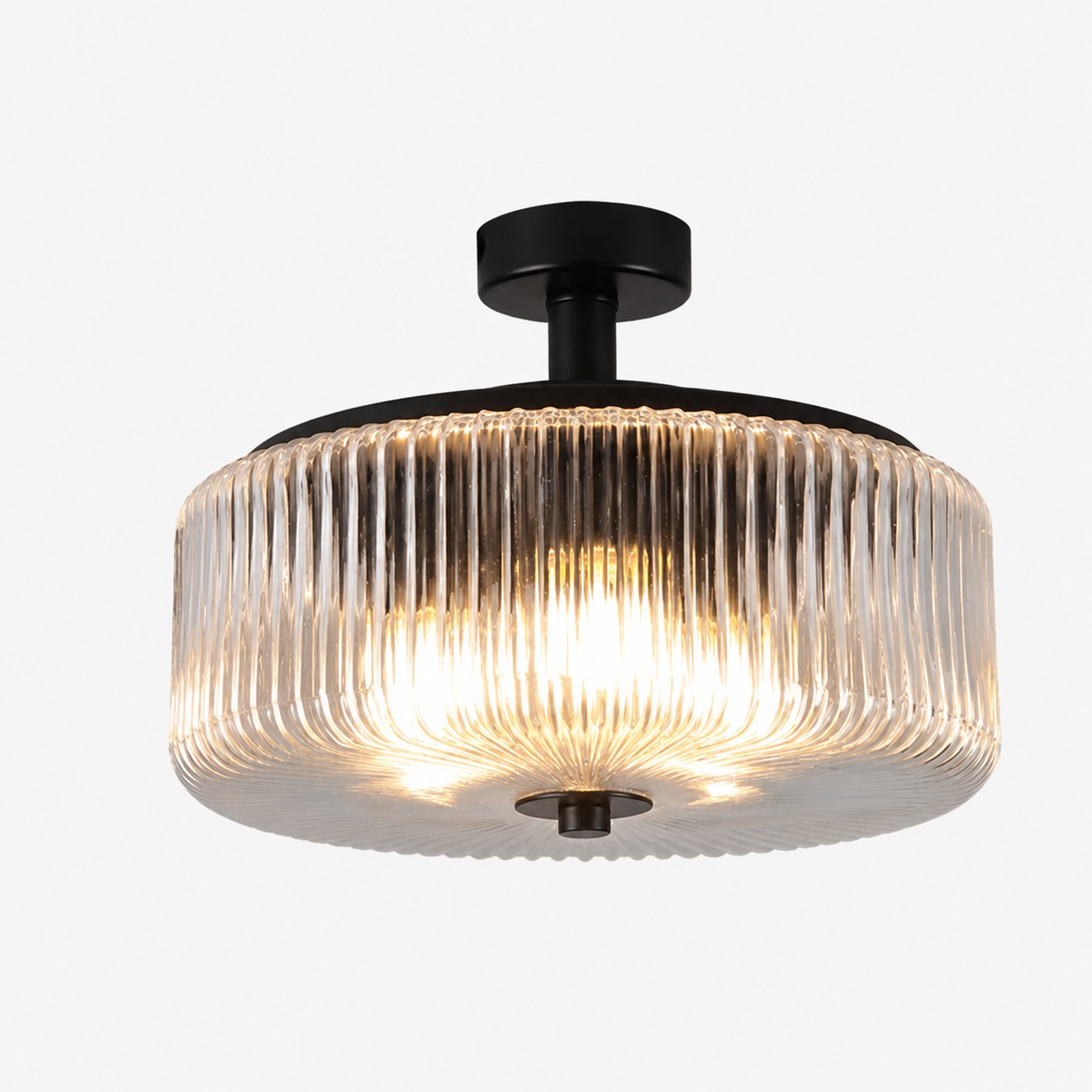 Wersja sufitowa lampy Anderson z prążkowanym szklanym bębnem