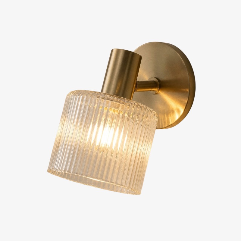 Ribbed glass brass Malcolm wall sconce option