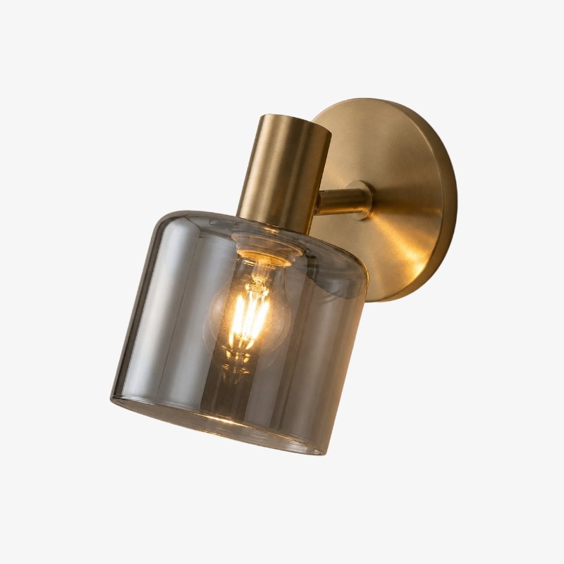Smoked glass brass Malcolm wall sconce option
