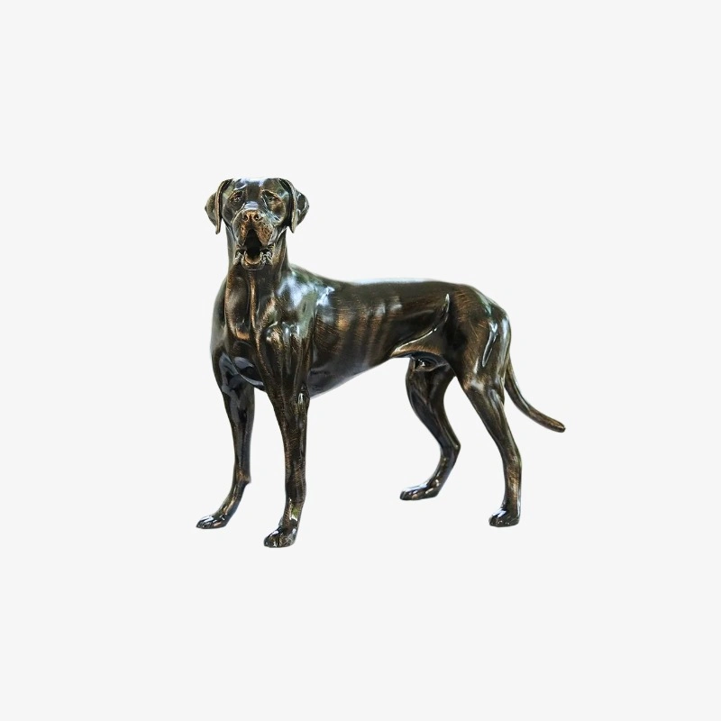 Full view of the black resin Great Dane tabletop sculpture