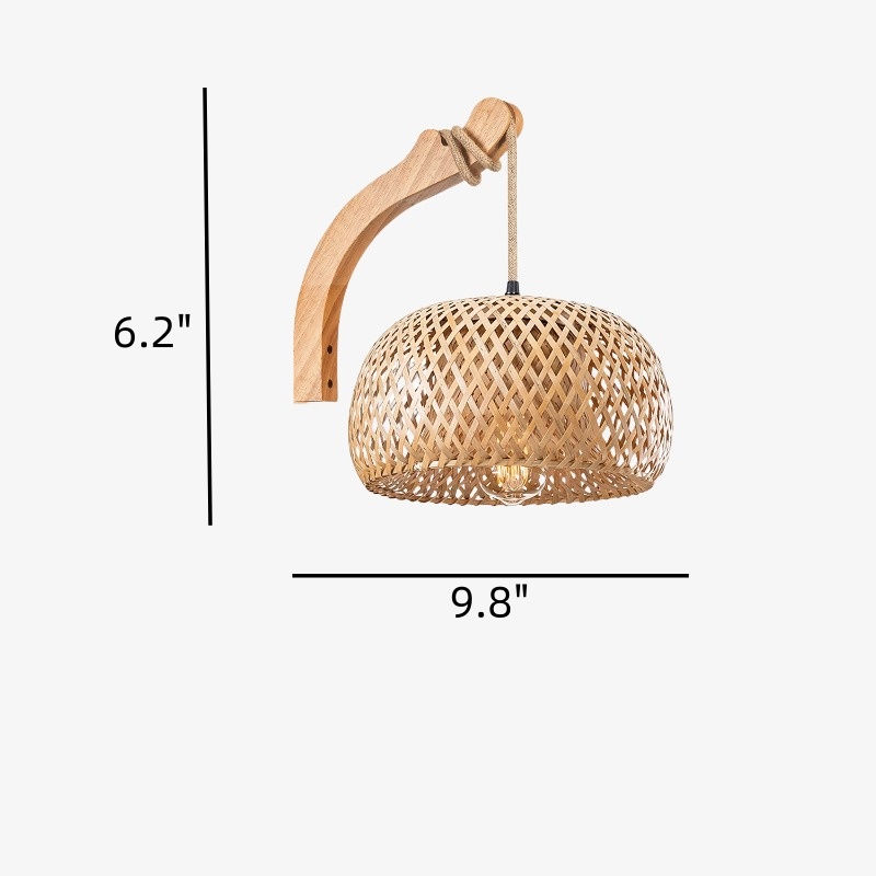 Dimension diagram for Jimmy wall sconce showing 6.2 inch height and 9.8 inch width and depth