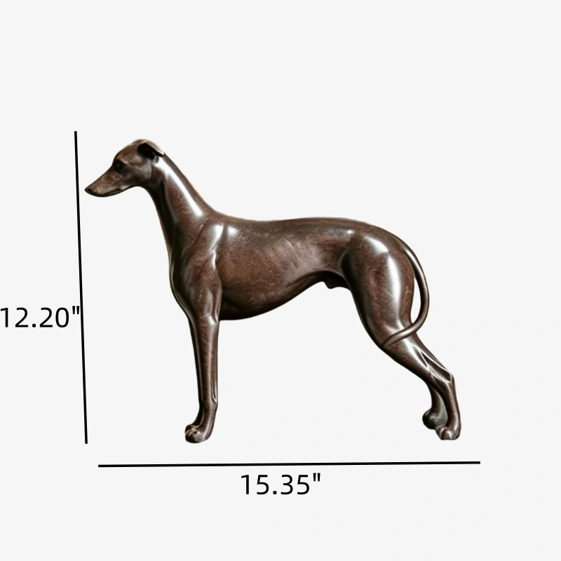 Dimension diagram for standing greyhound sculpture
