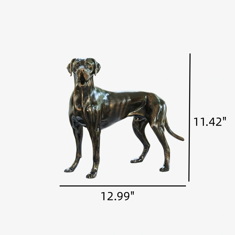 Dimension graphic for the Adrian Great Dane tabletop sculpture