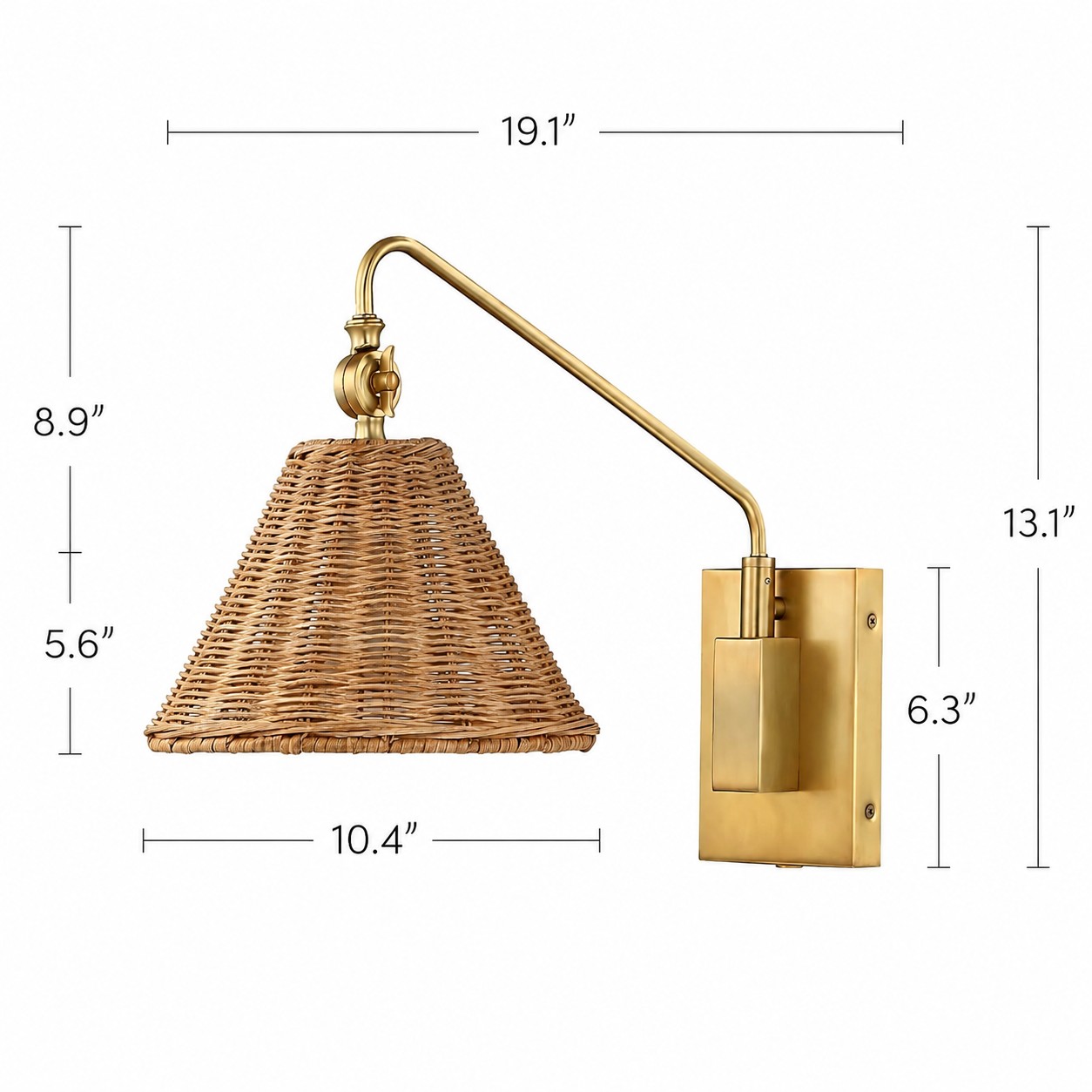 Dimension diagram for the Mazan wall sconce