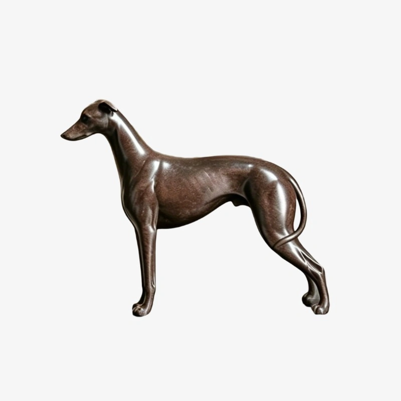 Standing black resin greyhound sculpture