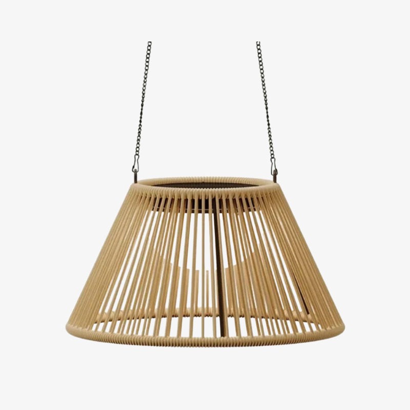 Full view of the Olivier rattan conical pendant light