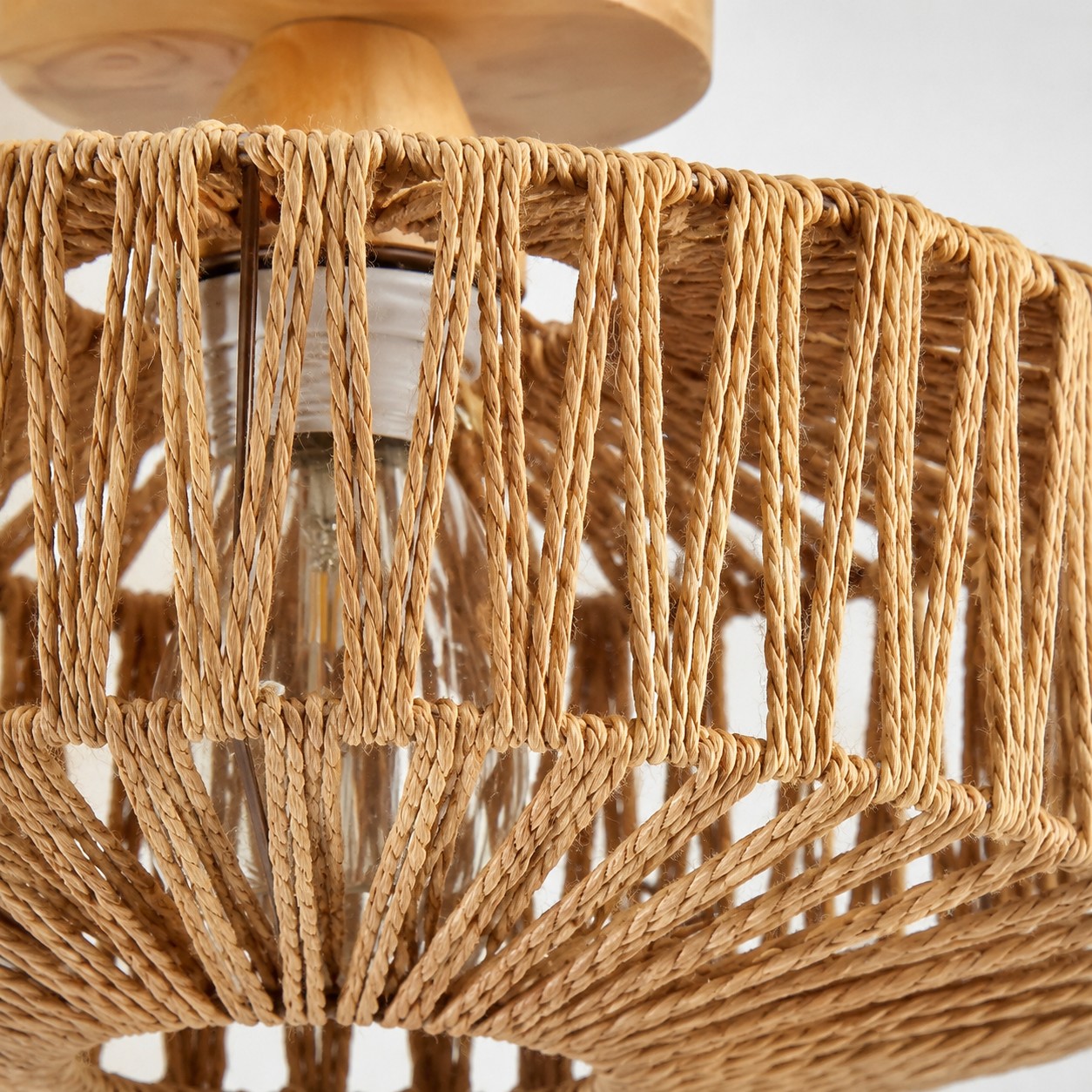 Close-up of Balriel vertical rattan weave and interior support