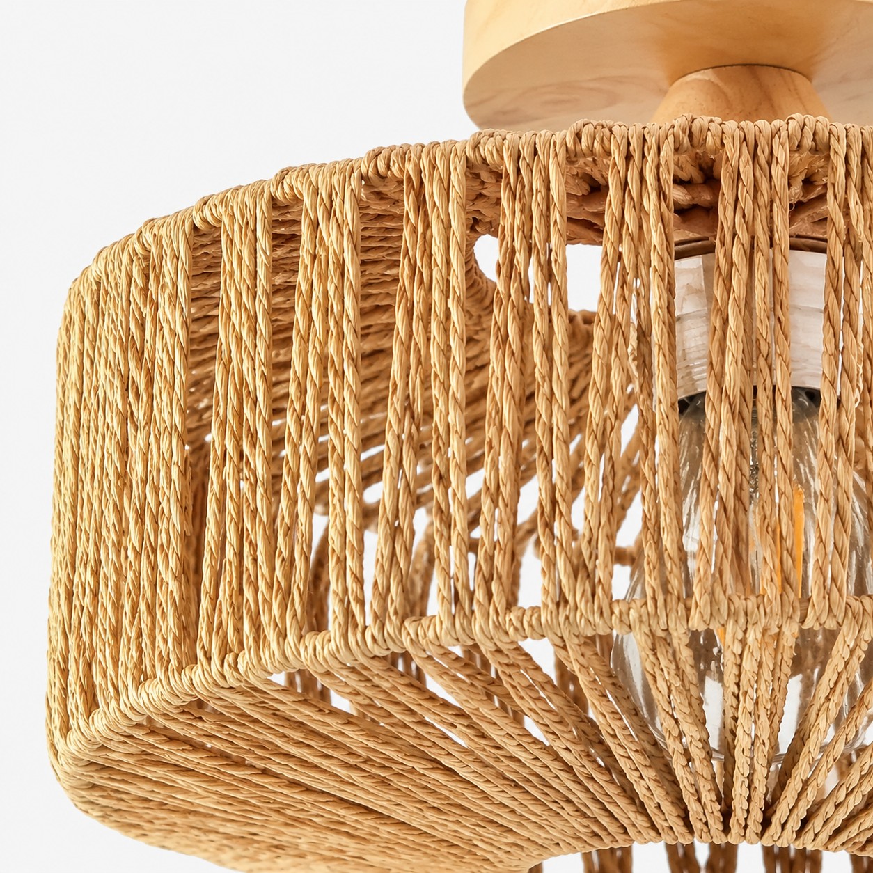 Close-up of Balriel rattan weave and shade construction
