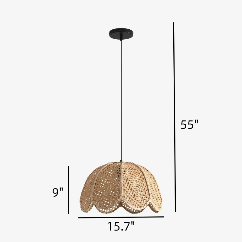 Dimension diagram for Kumar rattan pendant light