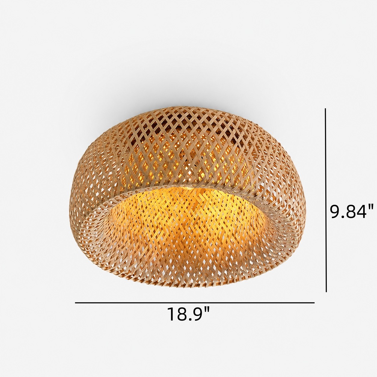 Dimension graphic for 18.9 inch diameter by 9.84 inch height