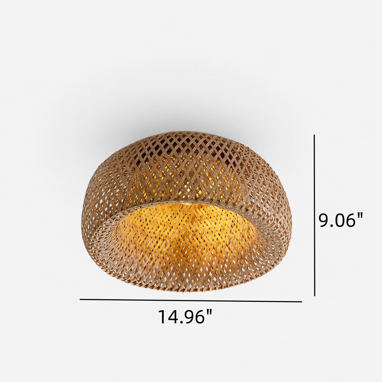 Dimension graphic for 14.96 inch diameter by 9.06 inch height