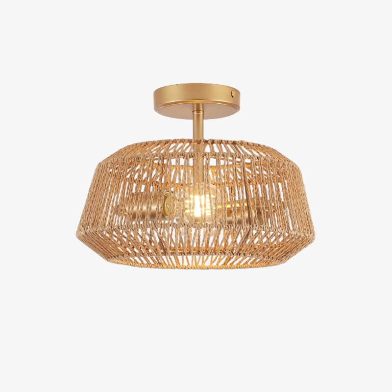 Isolated view of the Kulkarni rattan semi flush ceiling light